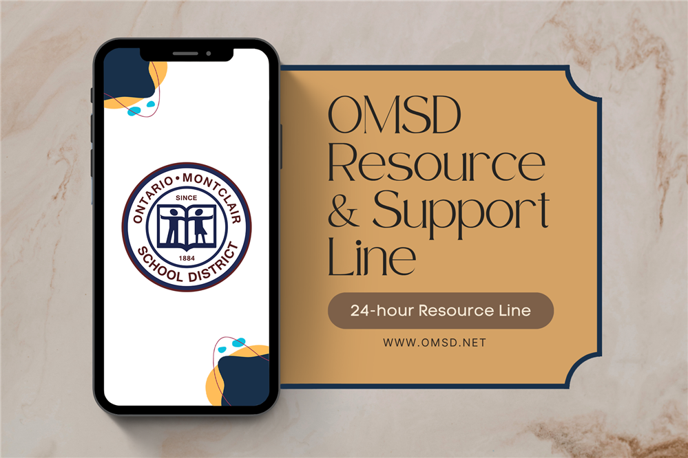  Marble background with an iPhone and the OMSD logo on the screen with abstract shapes.